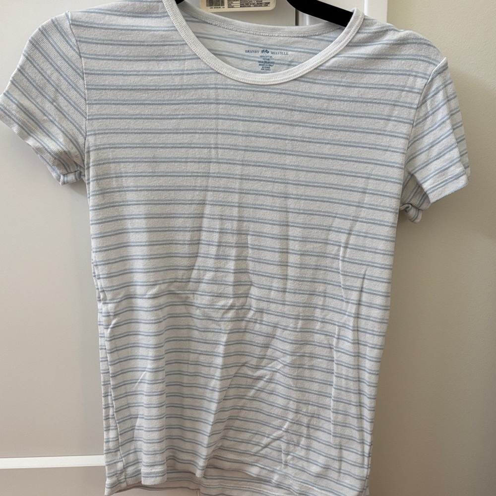 Brandy Melville Blue and White Striped Top